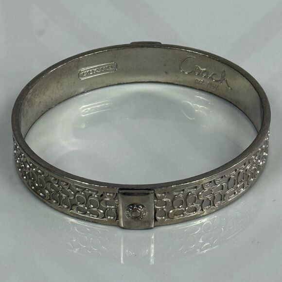 Coach Silvertone All Over Logo Bangle Bracelet - Picture 2 of 3